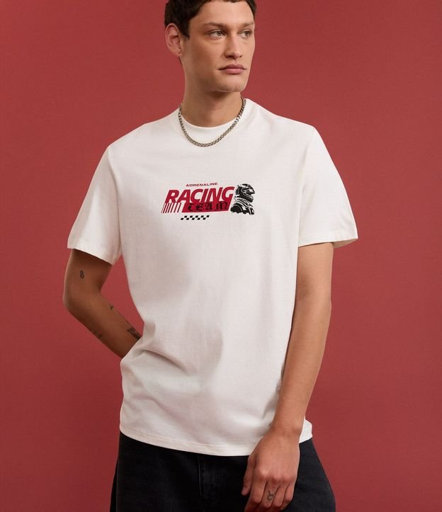 Remera Comfort en Algodón con Estampa Automovilismo y Lettering 7