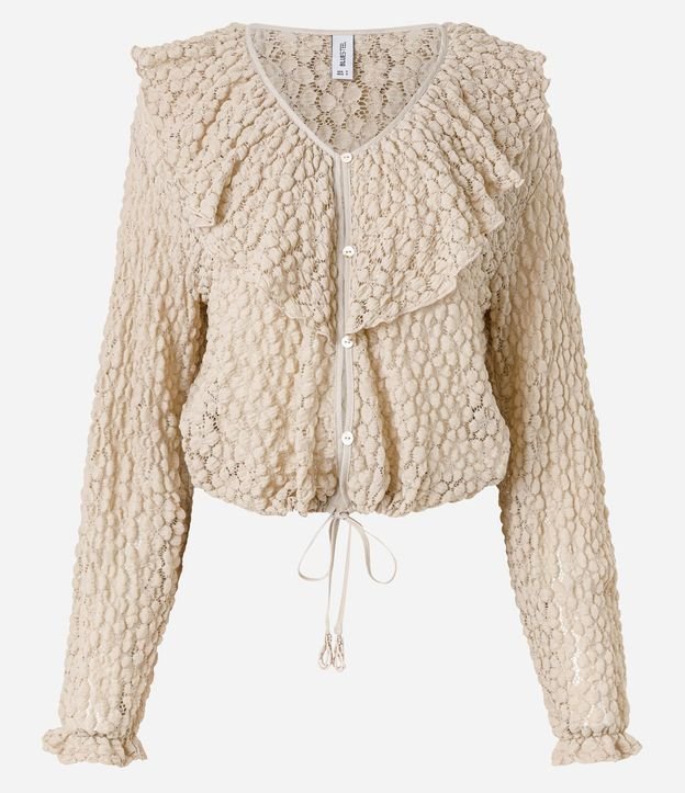 Blusa Bata en Encaje Texturizada con Volados en el Escote 9