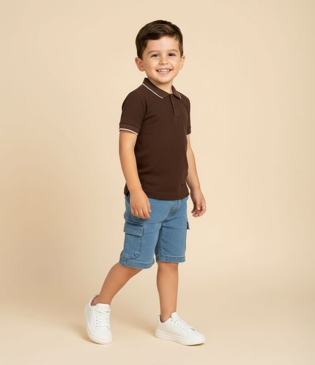 Remera Polo Infantil Texturizada - Talle 1 a 6 años 2