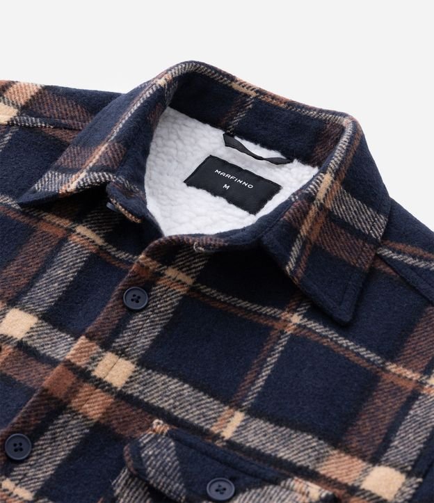 Campera Trucker en Franela con Estampado de Cuadros y Sherpa 9