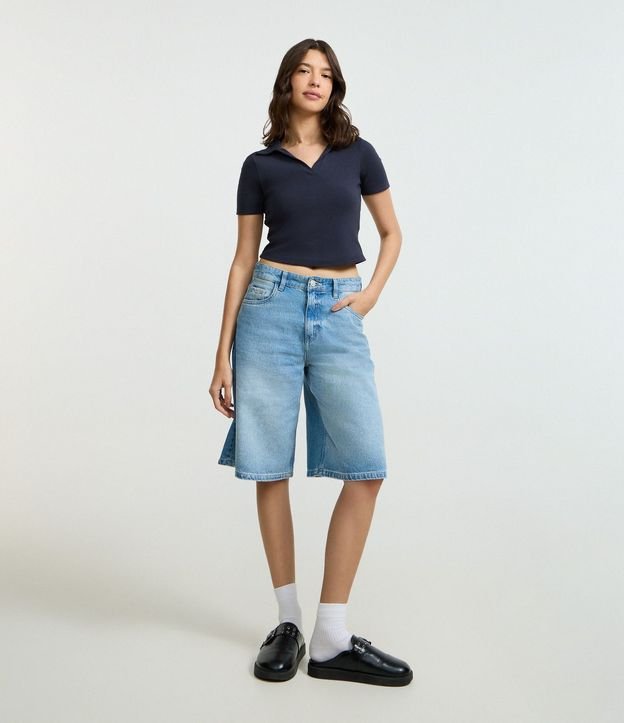 Blusa Polo Alargada en Rib 2