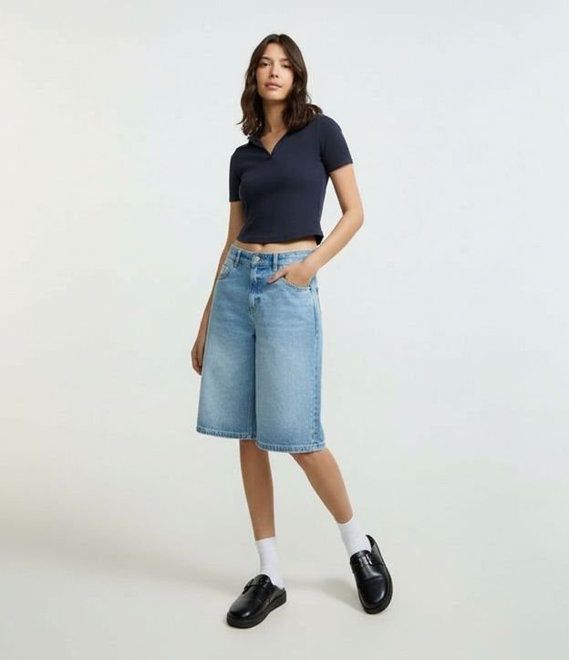 Blusa Polo Alargada en Rib 5