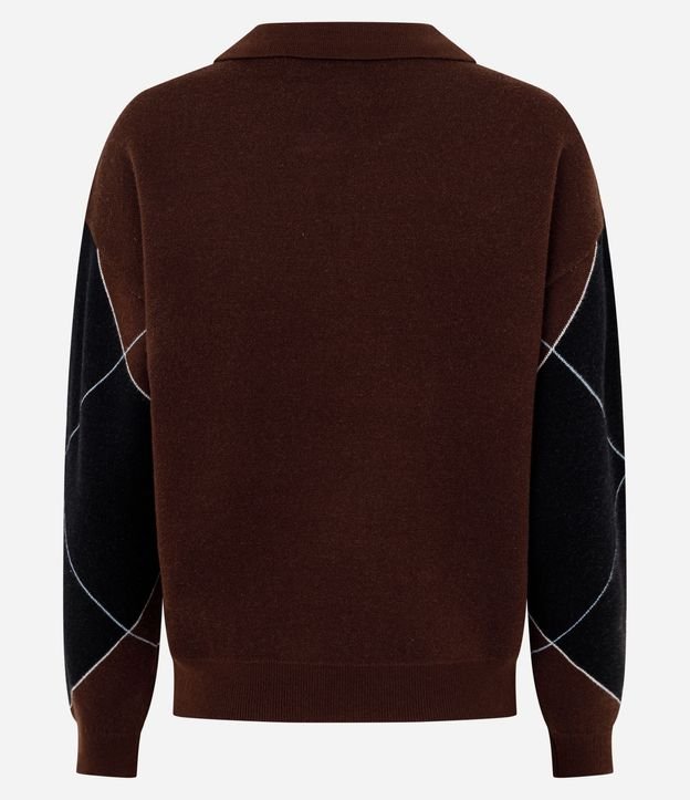 Buzo en Tejido Punto con Estampa Cuadros y Cuello Polo 6