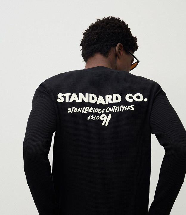 Remera Manga larga con Textura Waffle con Lettering 1