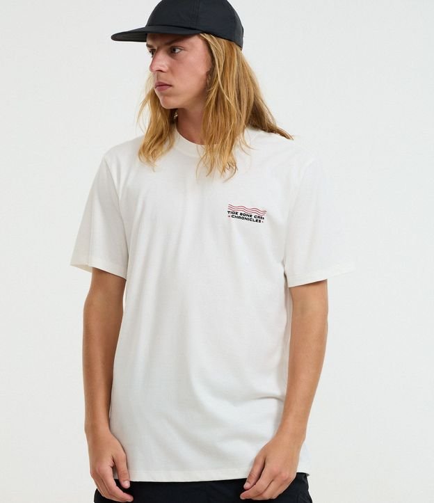 Remera Comfort en Algodón con Estampado de Calavera y Lettering Tide Bone Crew Chronicles