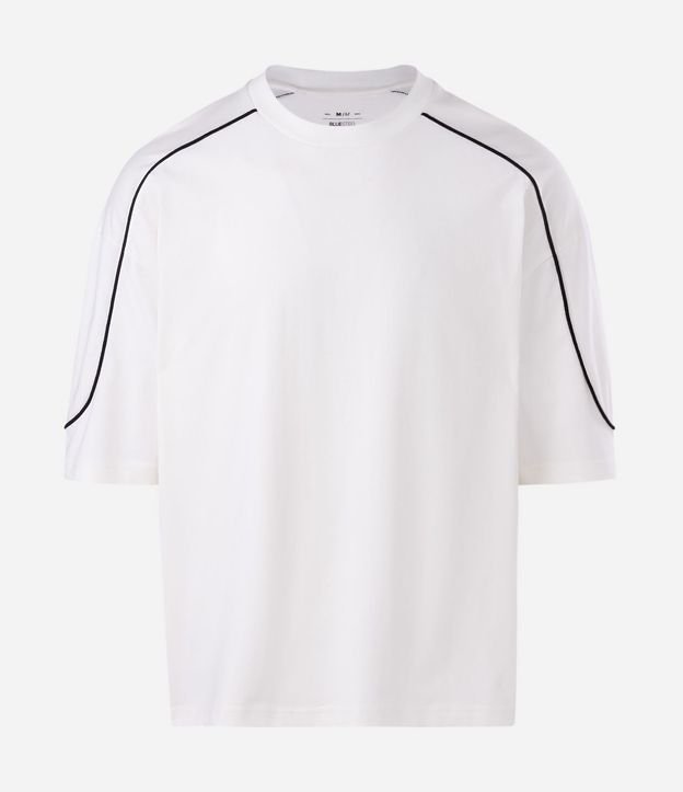 Remera Manga Corta en Algodón con Raya Contrastante en el Hombro 4
