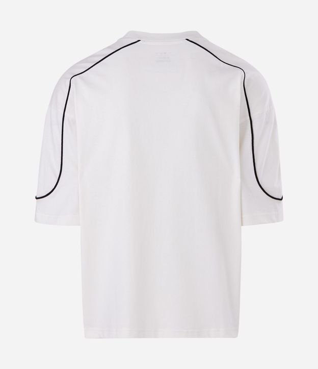 Remera Manga Corta en Algodón con Raya Contrastante en el Hombro 5