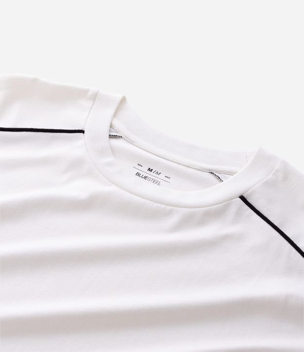 Remera Manga Corta en Algodón con Raya Contrastante en el Hombro 7