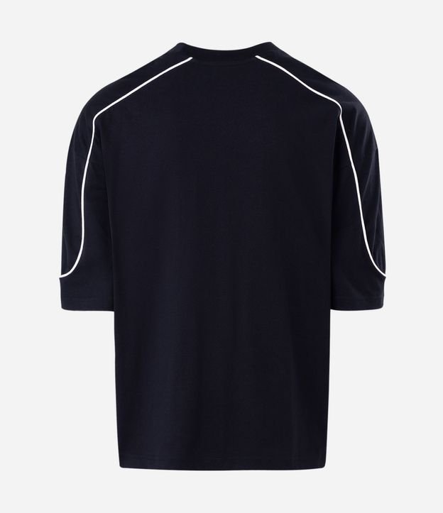Remera Manga Corta en Algodón con Raya Contrastante en el Hombro 5