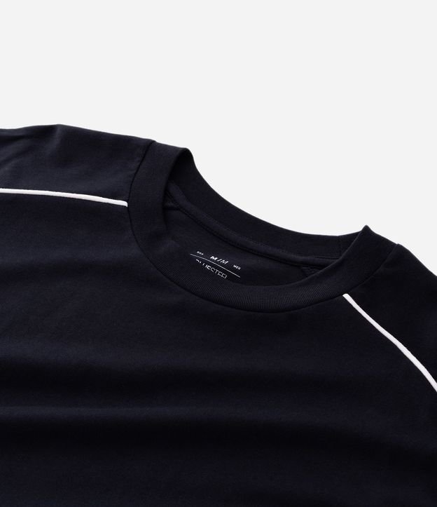 Remera Manga Corta en Algodón con Raya Contrastante en el Hombro 7