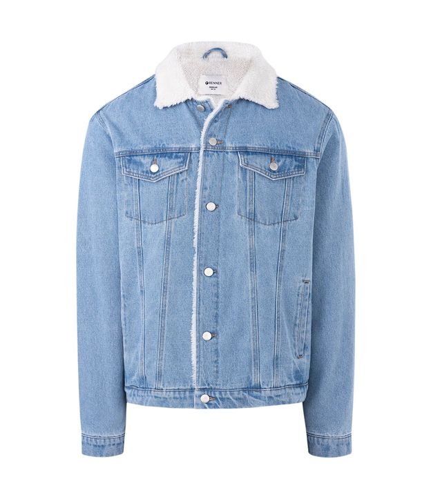 Chaqueta Masculina en Denim con Cuello Sherpa 3