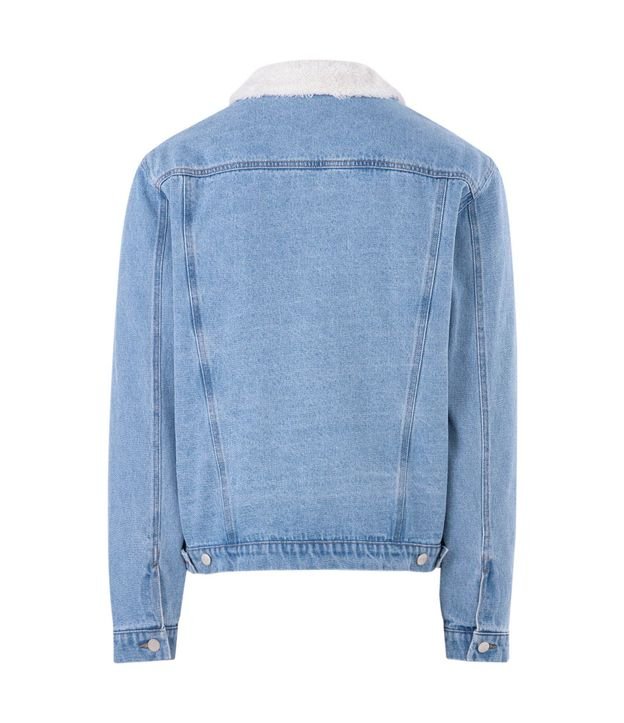 Chaqueta Masculina en Denim con Cuello Sherpa 4