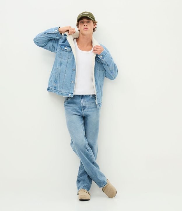 Chaqueta Masculina en Denim con Cuello Sherpa 2
