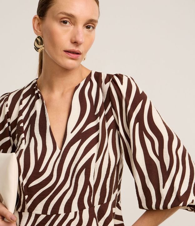 Blusa en Crepé con Manga Abullonada y Estampa Zebra 1