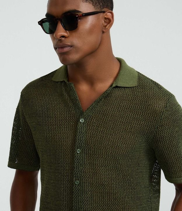 Camisa Regular Texturizado con Textura Efecto Ganchillo 4