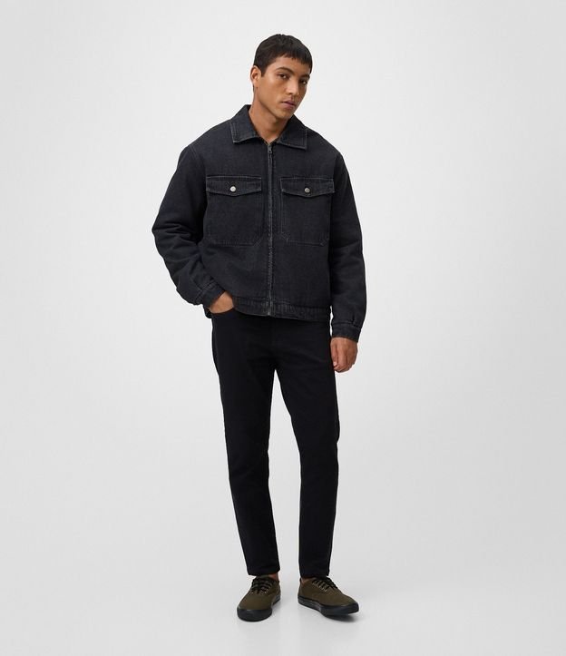 Campera Masculina Jeans Boxy con Cremallera 2