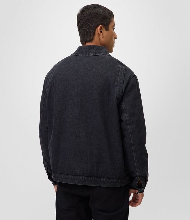 Campera Masculina Jeans Boxy con Cremallera 3