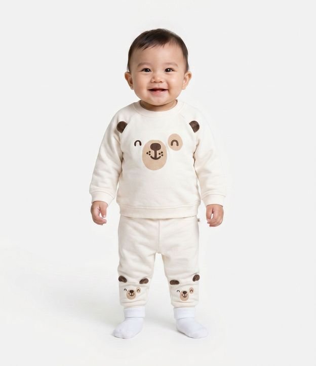 Conjunto Infantil con Aplicación de Osito – Talle 0 a 24 Meses
