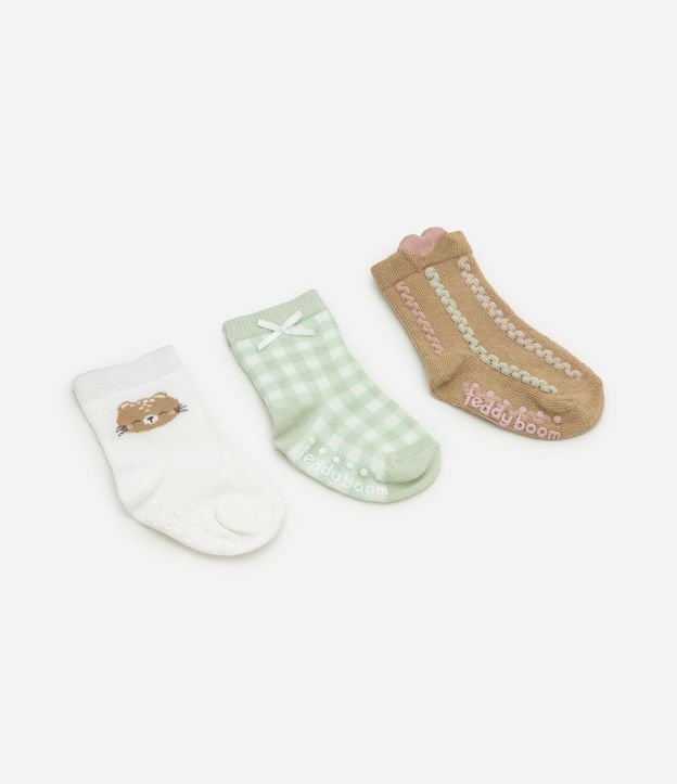 Kit 3 Medias Infantiles con Osita y Frufru - Talle RN a 12 meses