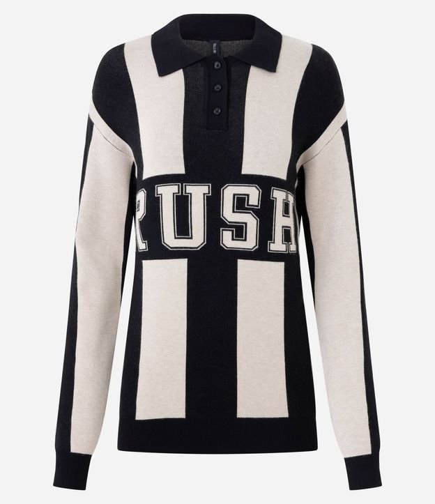 Buzo Oversized Listrado en Punto con Cuello Polo 5