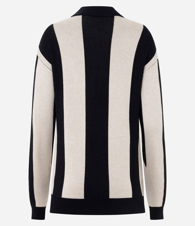 Buzo Oversized Listrado en Punto con Cuello Polo 7