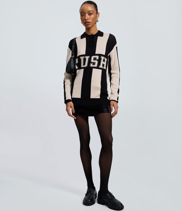 Buzo Oversized Listrado en Punto con Cuello Polo 2