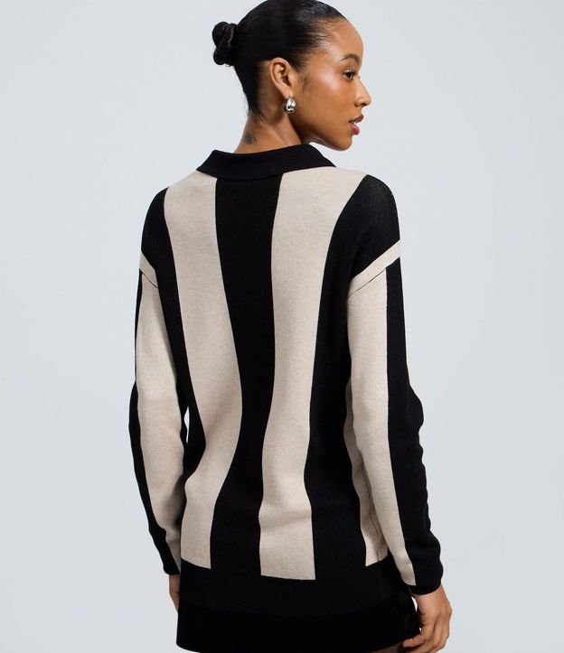 Buzo Oversized Listrado en Punto con Cuello Polo 4