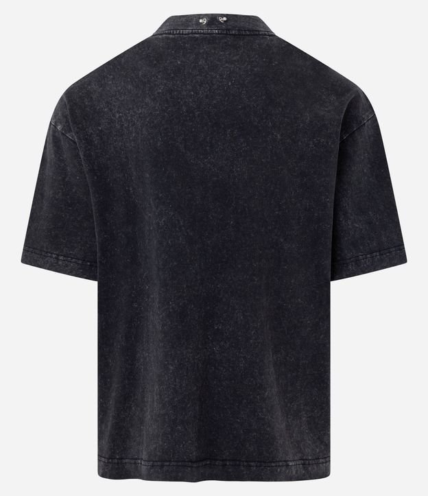 Remera en Algodón con Estampado Lettering Piercing y Cuello alto 3