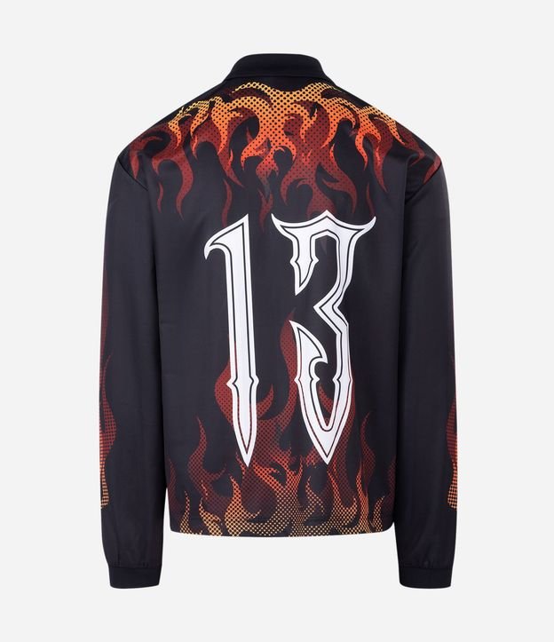 Remera Boxy Manga Larga Estampado Chamas y Lettering Sinner 6