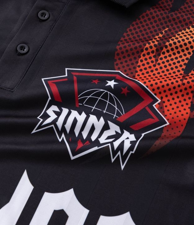 Remera Boxy Manga Larga Estampado Chamas y Lettering Sinner 7