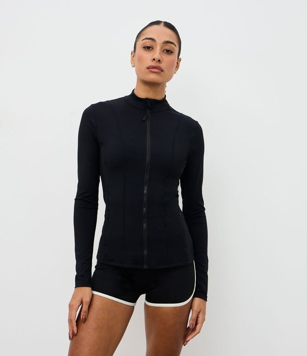 Campera Deportiva en Microfibra con Cremallera y Bolsillos