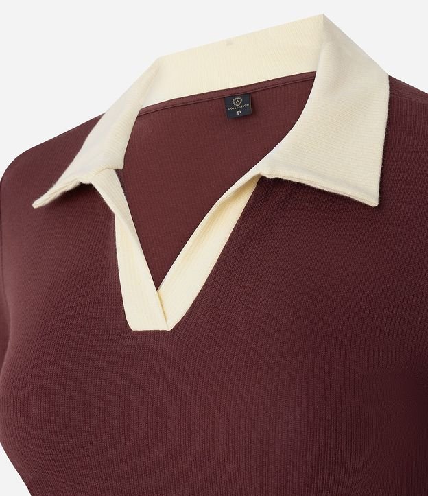 Blusa Acanalada en Rib con Cuello Polo Contrastante 7