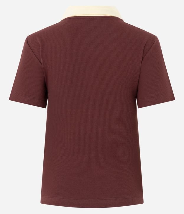Blusa Acanalada en Rib con Cuello Polo Contrastante 8