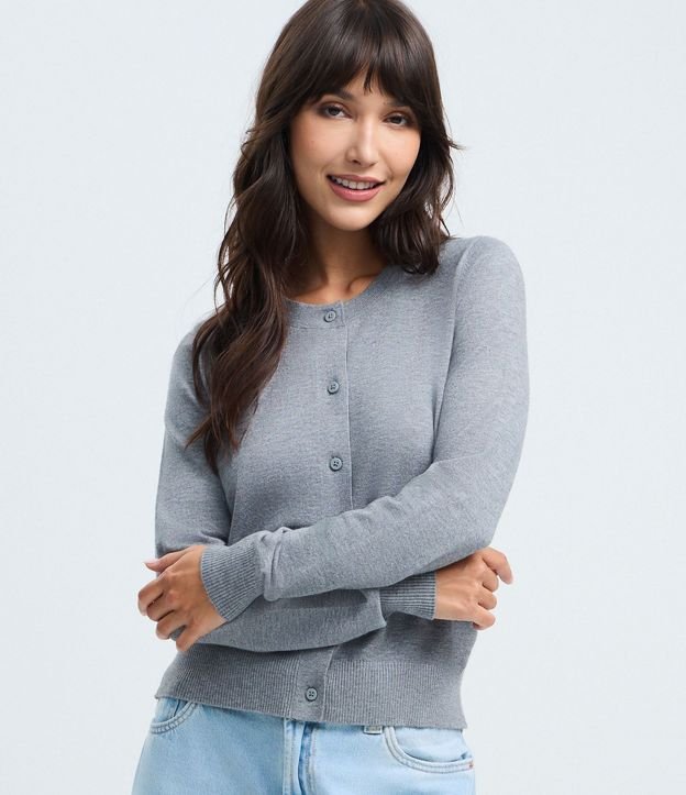 Cardigan en Viscosa en Efecto Punto con Botones