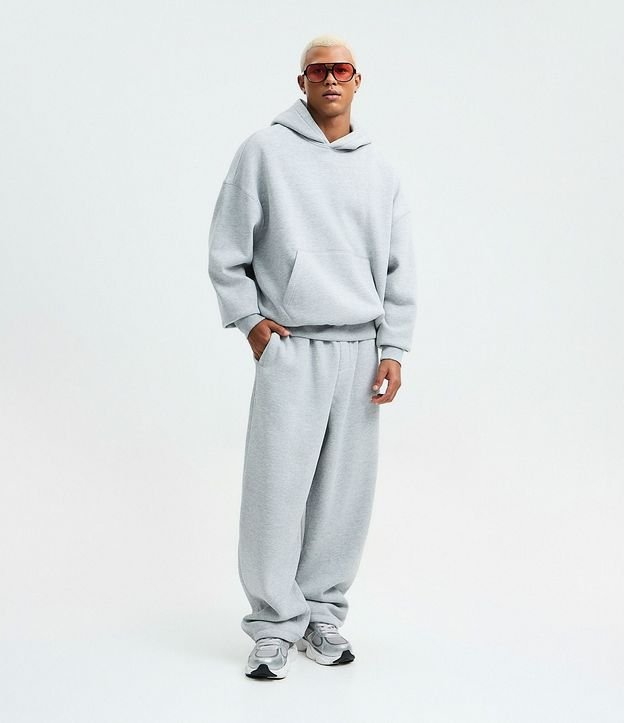 Pantalón Baggy en Algodón con Felpa con Ruedo Ajustable
