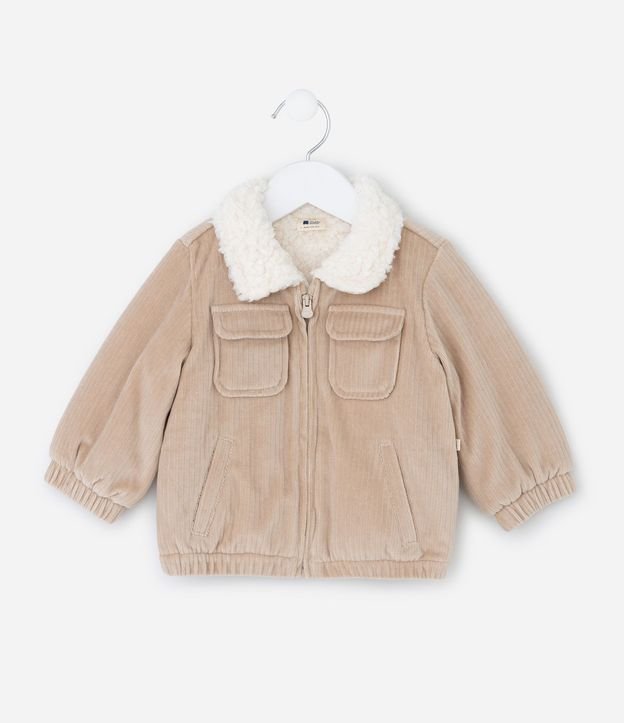 Saco Infantil Plush Canelado con Sherpa – Talle 0 a 24 Meses