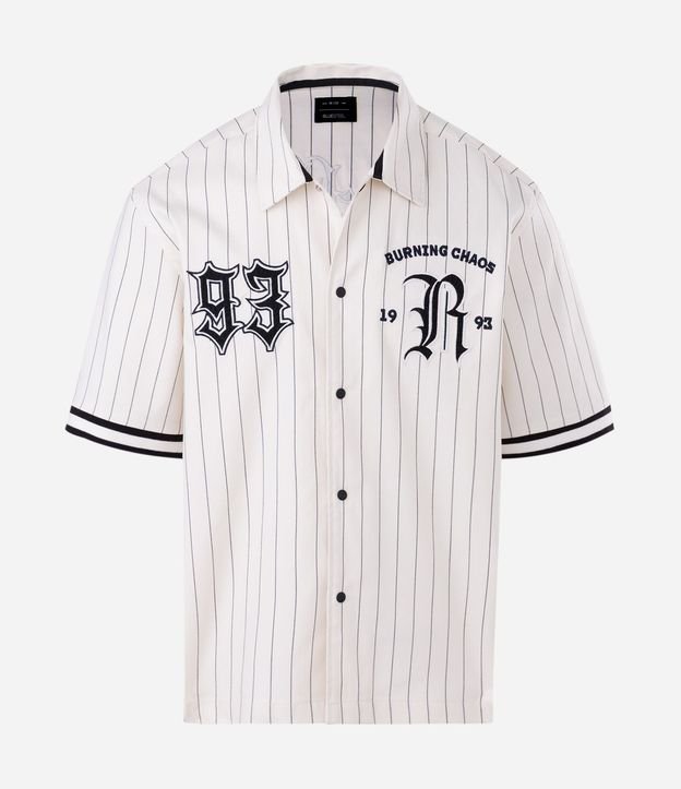 Camisa Baseball Rayada en Microfibra con Lettering Reckless 5