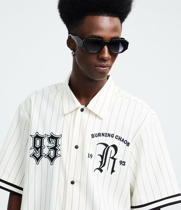 Camisa Baseball Rayada en Microfibra con Lettering Reckless 4