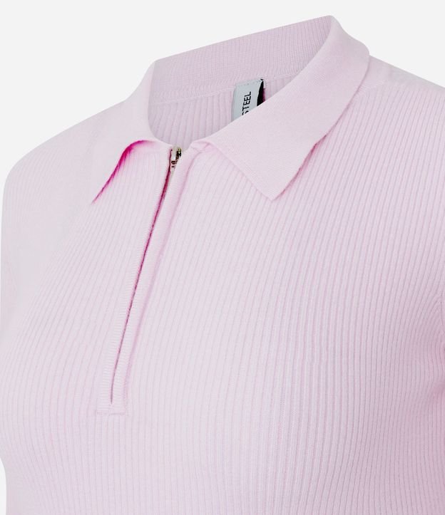 Blusa en Viscosa en Efecto Tricot con Cuello Polo y Cremallera 3