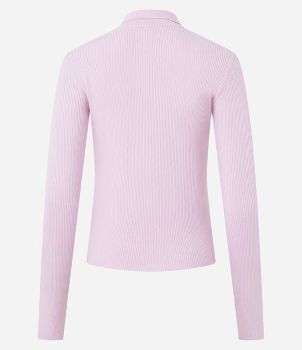 Blusa en Viscosa en Efecto Tricot con Cuello Polo y Cremallera 4