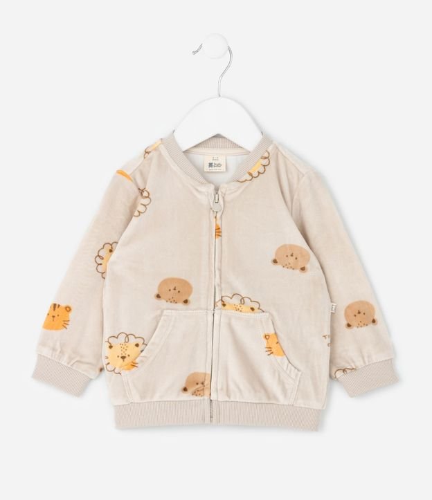 Conjunto Bebé Saco y Pantalón con Caritas de Animales  – Talle 0 a 24 Meses 2