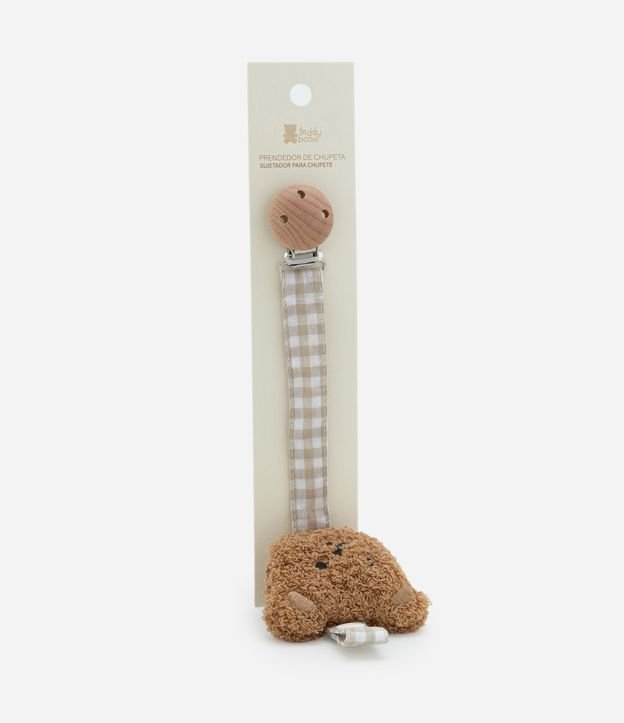 Prendedor de Chupeta Infantil con Carita de Oso y Tira Vichy – Talle U 5