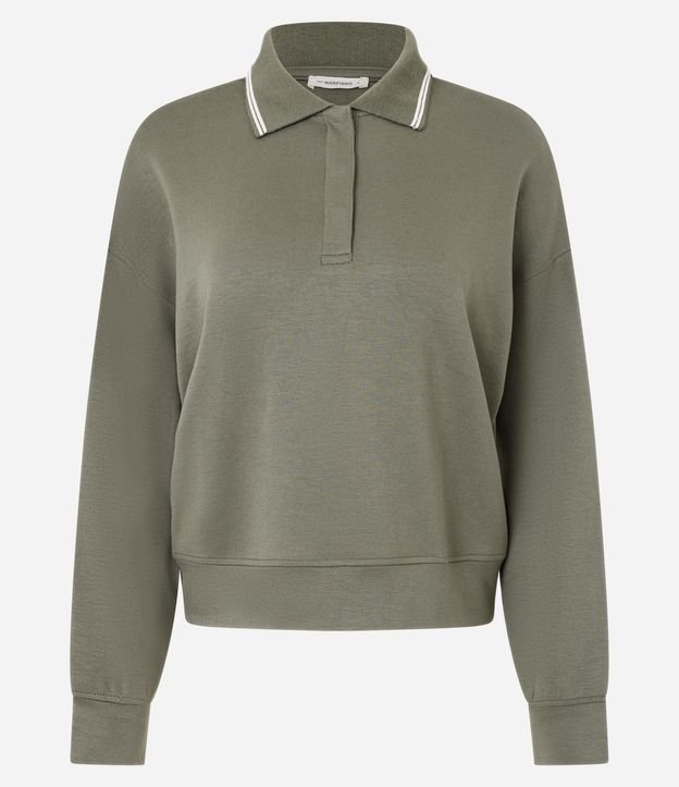 Buzo Cerrado en Algodón con Cuello Polo y Detalle Constrastante 5