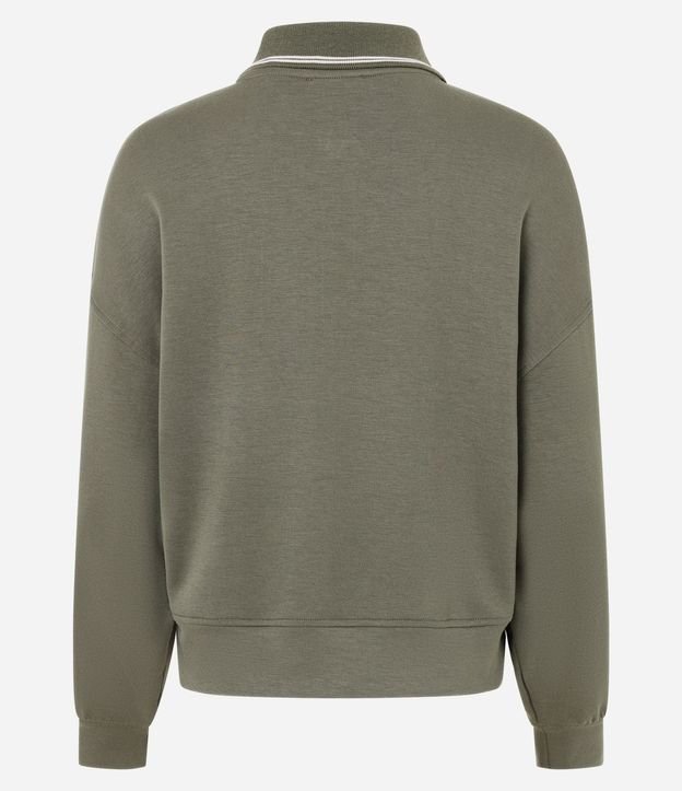 Buzo Cerrado en Algodón con Cuello Polo y Detalle Constrastante 6