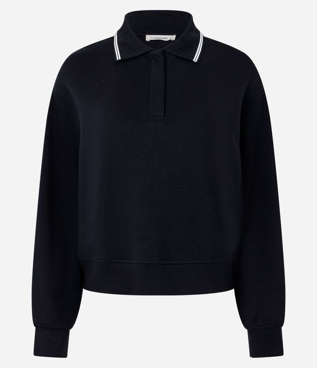 Buzo Cerrado en Algodón con Cuello Polo y Detalle Constrastante 7