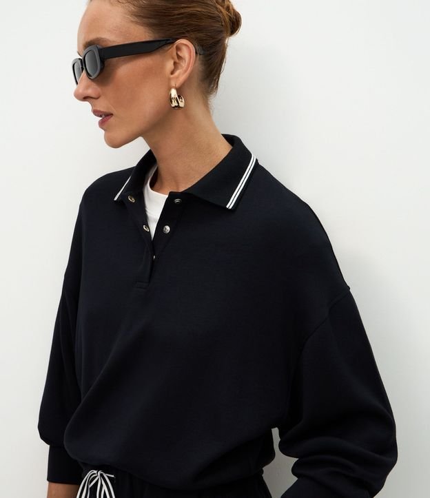Buzo Cerrado en Algodón con Cuello Polo y Detalle Constrastante 5