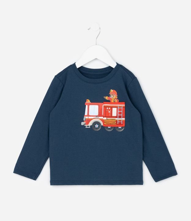 Remera Manga larga Infantil en Algodón con Pequeño Bolsillo de Bombero - Talle 1 a 6 años 2
