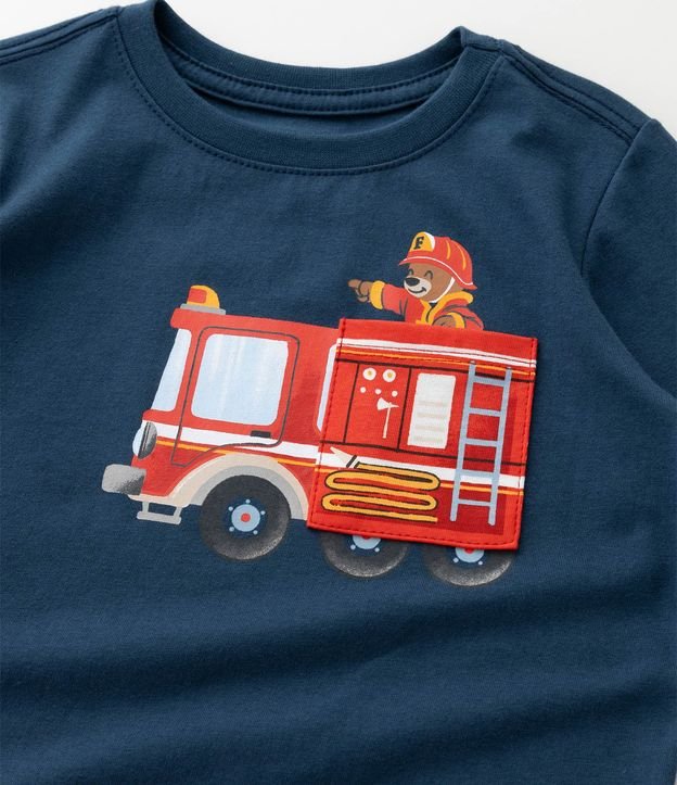 Remera Manga larga Infantil en Algodón con Pequeño Bolsillo de Bombero - Talle 1 a 6 años 5