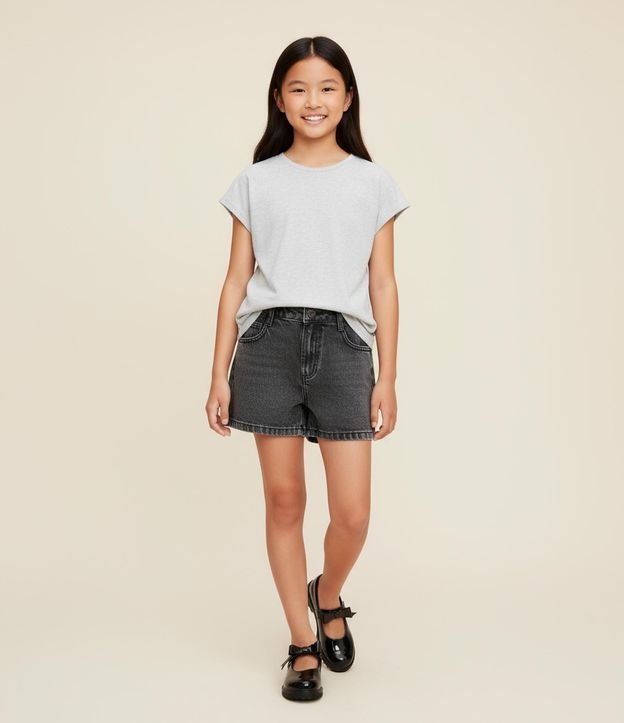Short Infantil en Jeans con Aplicación de Brillos - Talle 5 a 14 años