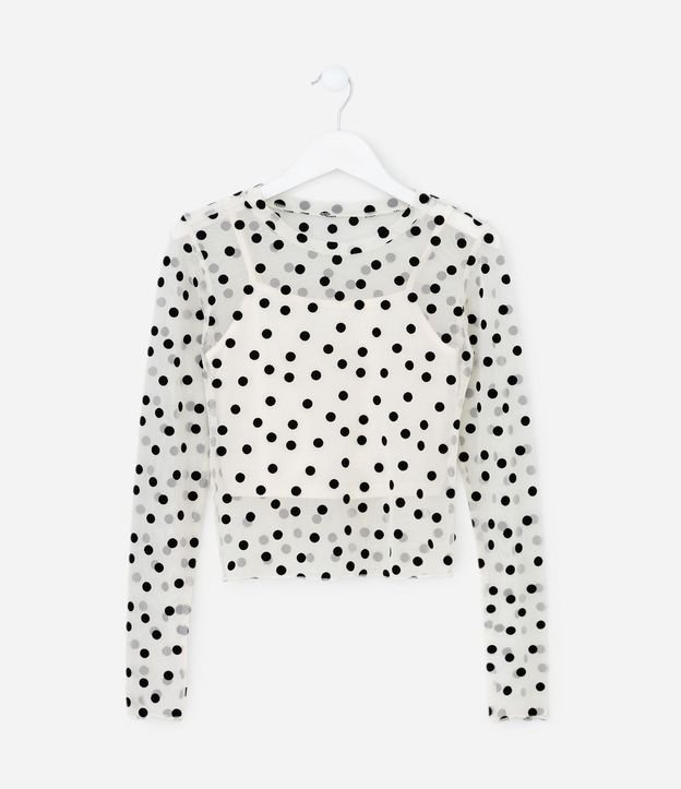 Remera Infantil en Tule de Lunares con Cuello Alto y Musculosa Interna – Talle 5 a 14 años 2